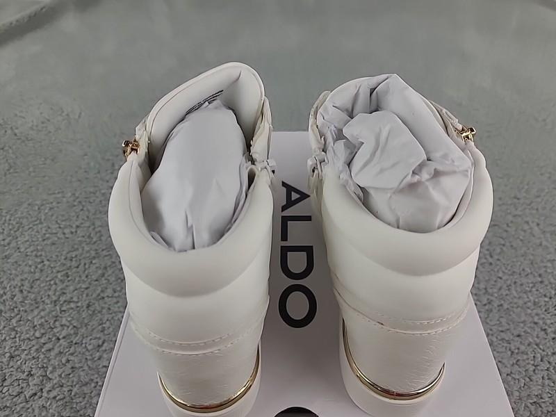 ALDO Ailannah Size 7 White Faux Leather Lace Up/Zip Hi Top Sneakers Women’s