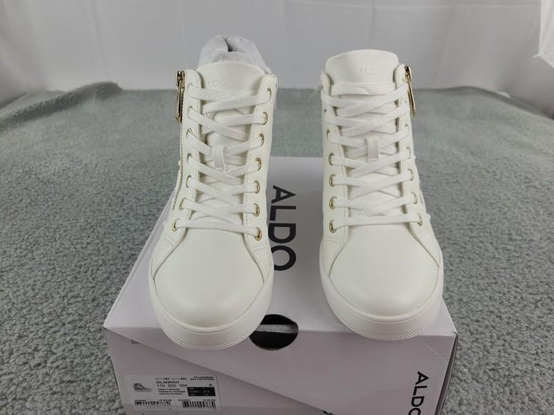 ALDO Ailannah Size 7 White Faux Leather Lace Up/Zip Hi Top Sneakers Women’s