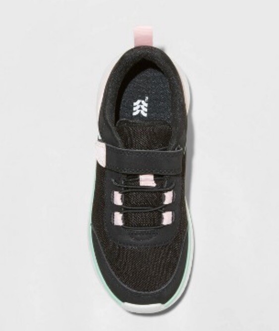 All In Motion Girl's Sz 13 Sneakers Black Pink Aqua Dara Athletic Shoes New