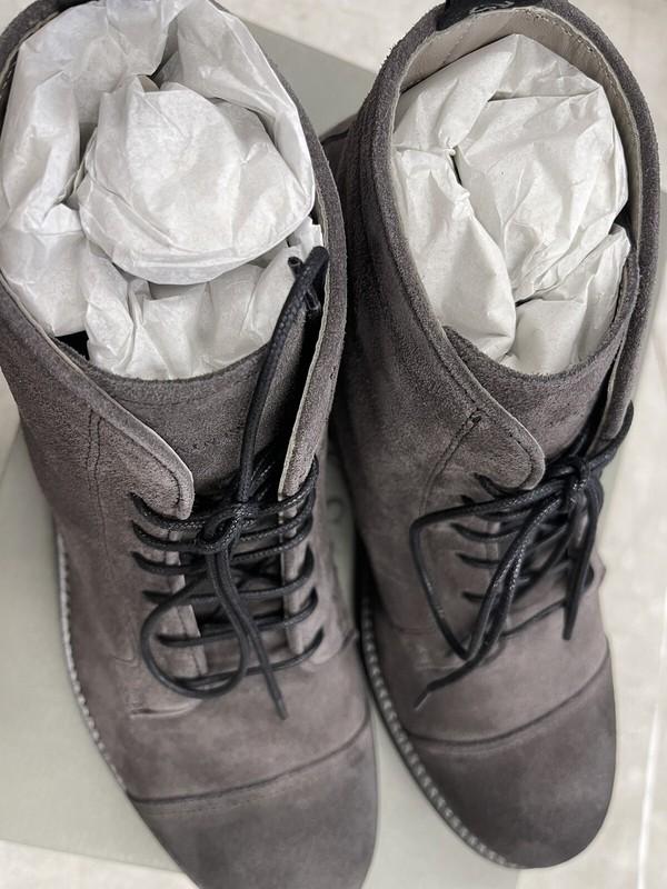 All Saints Mens Harland CHARCOAL GREY Cap Toe Leather Boots New Choose Size