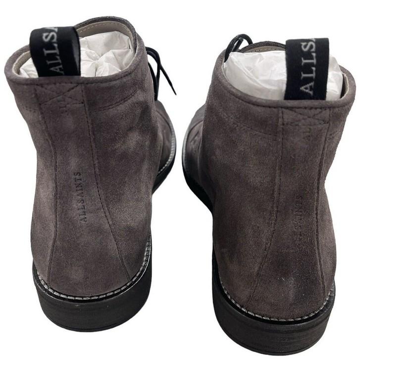 All Saints Mens Harland CHARCOAL GREY Cap Toe Leather Boots New Choose Size