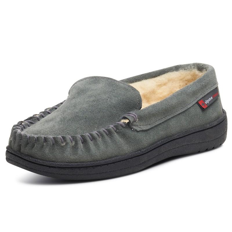 Alpine Swiss Mens Moccasin Slippers Genuine Suede House Shoe Memory Foam Insole