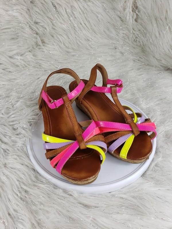 AMERICAN EAGLE Girls Size 2 Brown Multicolor Strappy Open Toe Sandals