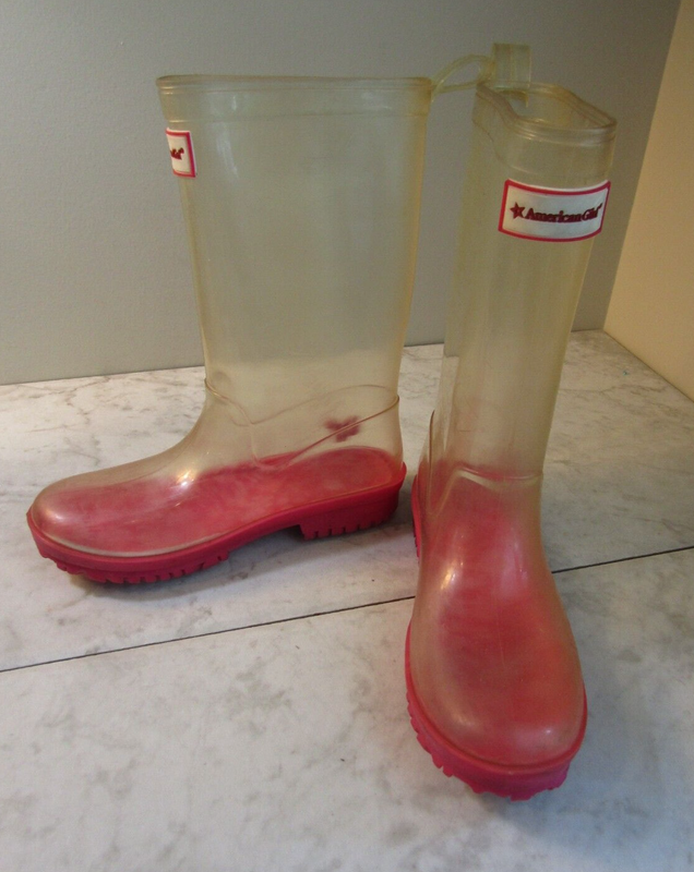 American Girl Wellie Wishers Clear Pink Rain Boots Wellies Peekaboo Girls 1/2