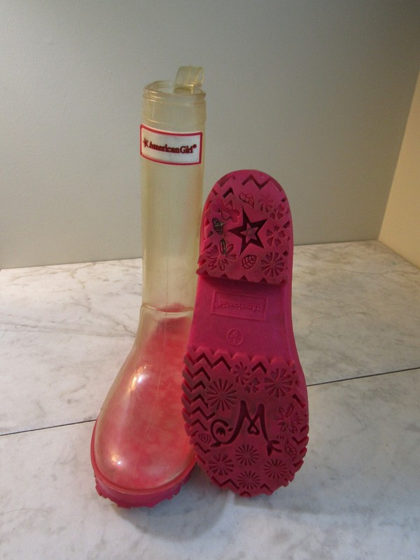 American Girl Wellie Wishers Clear Pink Rain Boots Wellies Peekaboo Girls 1/2