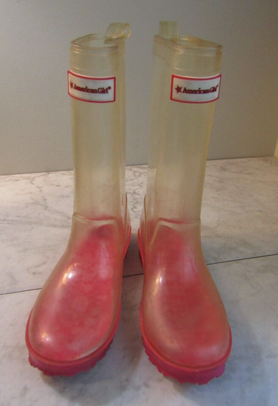 American Girl Wellie Wishers Clear Pink Rain Boots Wellies Peekaboo Girls 1/2