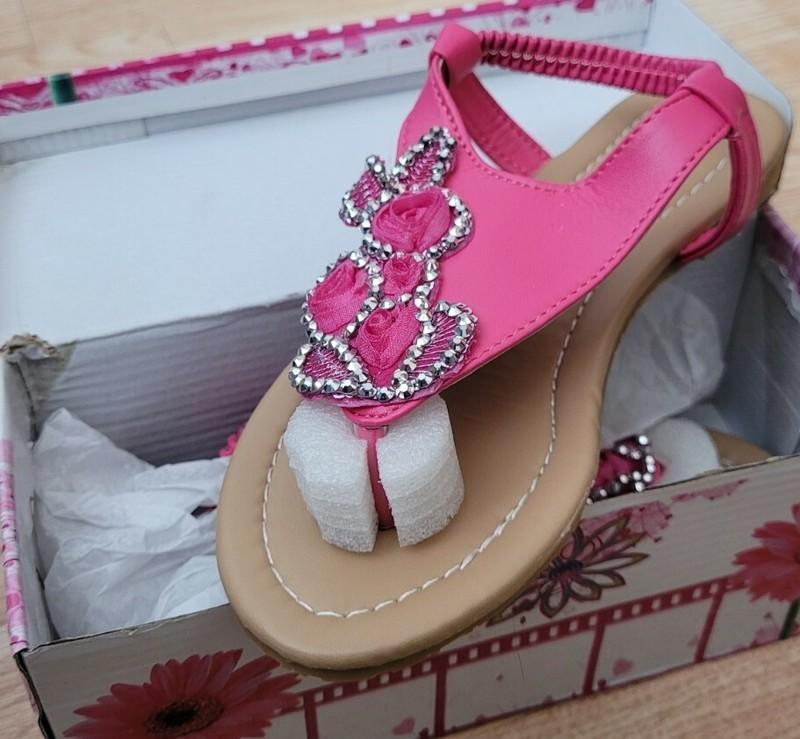 Amy Girls Size 3 Sophia-332 Fuchsia Flower Sandals Spring Summer New