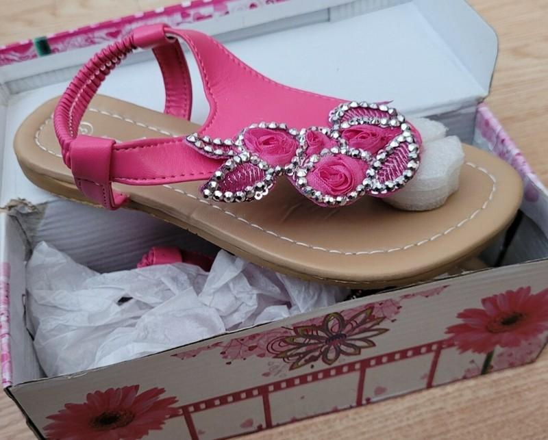 Amy Girls Size 3 Sophia-332 Fuchsia Flower Sandals Spring Summer New