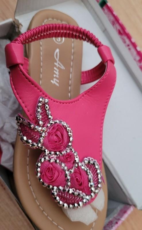 Amy Girls Size 3 Sophia-332 Fuchsia Flower Sandals Spring Summer New