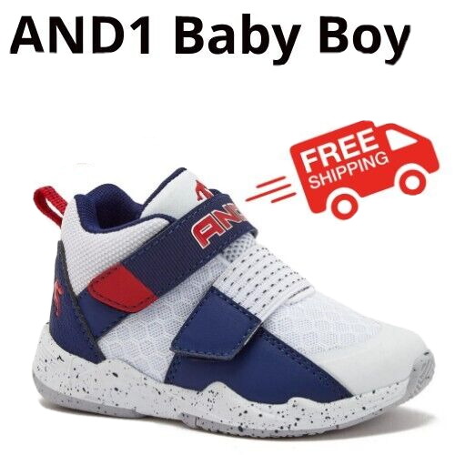AND1 Baby Boy SIZE 4 ( 3 To 6 Mot Blindside Basketball Sneakers COLOR White/BLUE