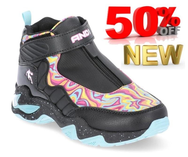 AND1 Big Kids BOY'S Size 6 Hi-Top Zip Athletic Sneakers Color MULTICOLOR NEW