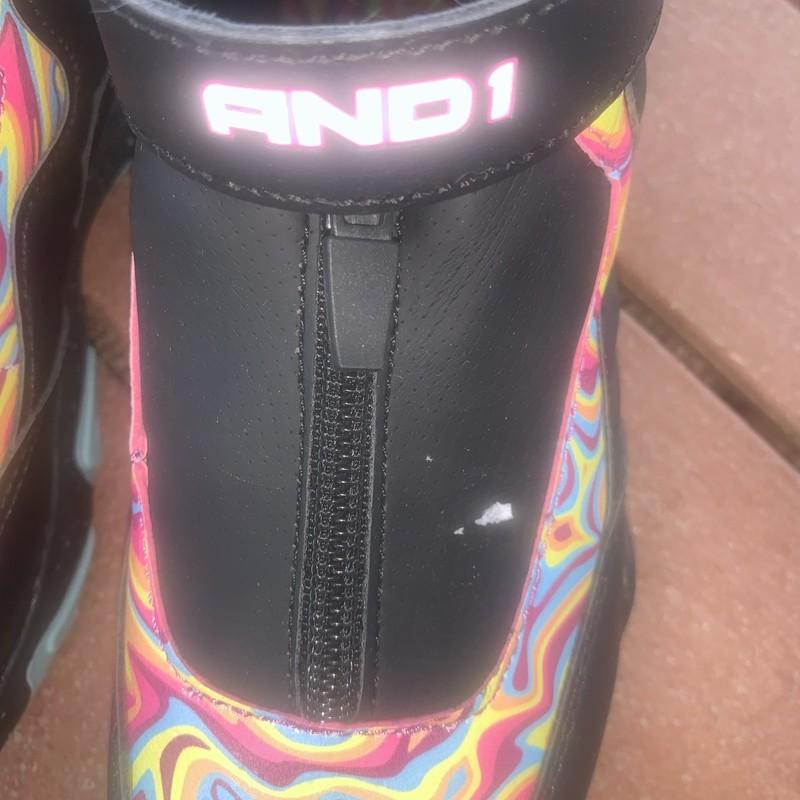 AND1 Little Tooth Shoes Sz 2 Hi-Top Zip Athletic Sneakers Color MULTICOLOR NEW