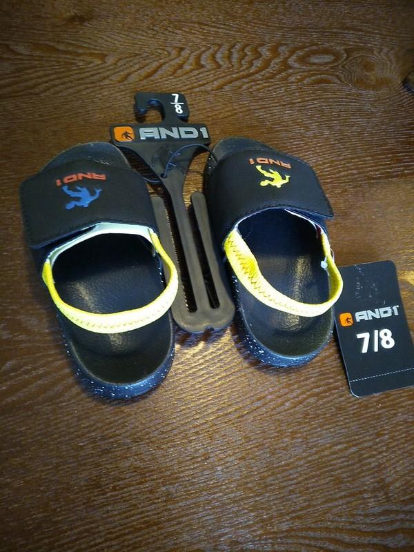 And1 Toddler Size 7/8 Sandals Black Multi Colored Boys Slip On Sandals