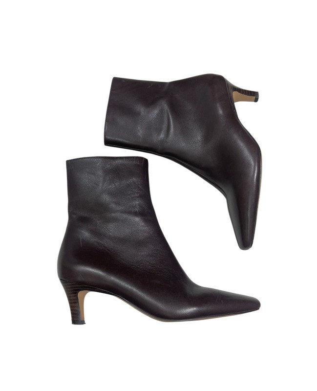 Ann Taylor Women’s Size 7 Skinny Heeled Leather Booties Solid Brown