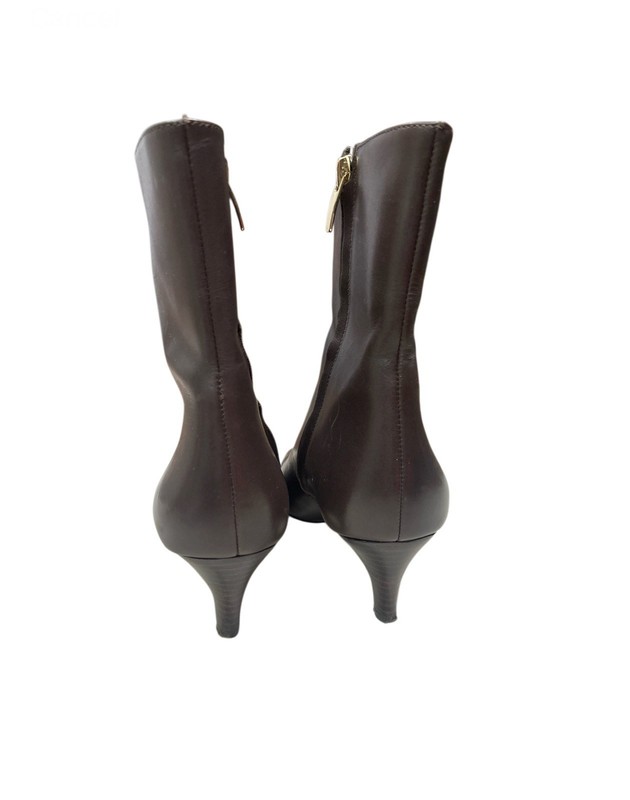 Ann Taylor Women’s Size 7 Skinny Heeled Leather Booties Solid Brown