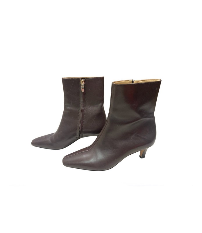 Ann Taylor Women’s Size 7 Skinny Heeled Leather Booties Solid Brown