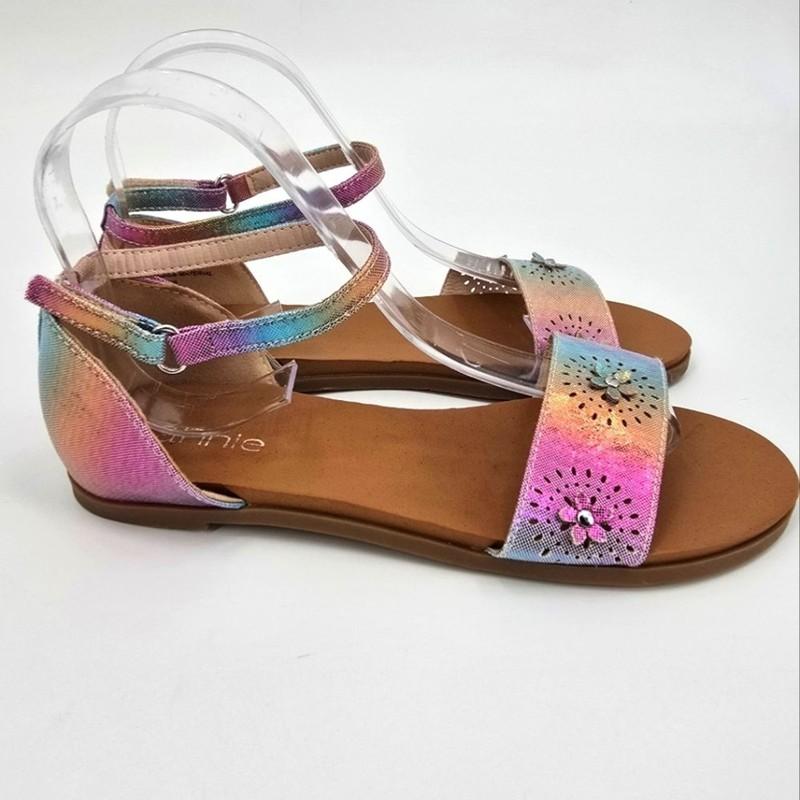 Annie Enarnia Girl Sandals With Flowers Accents Size 5 NEW