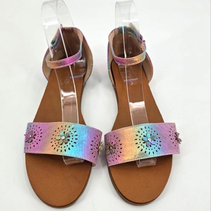 Annie Enarnia Girl Sandals With Flowers Accents Size 5 NEW
