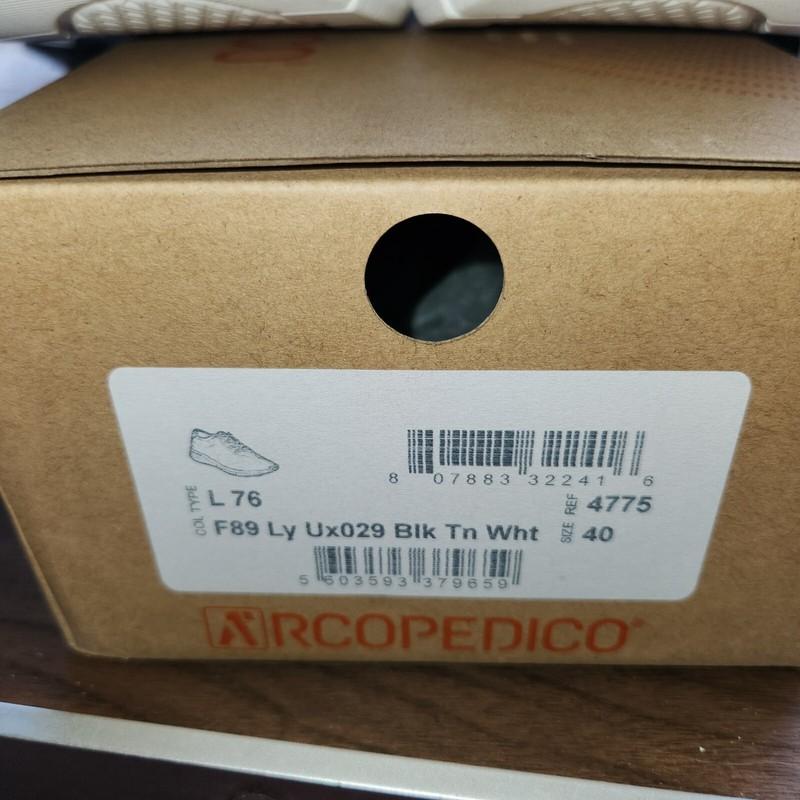 ARCOPEDICO L76 F89 Ly Ux029 Blk Tn White Women Lace-Up Sneakers Size 40 US 9