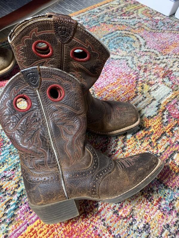 Ariat Crossroads Cowgirl Boots Leather Square Toe Girls 13