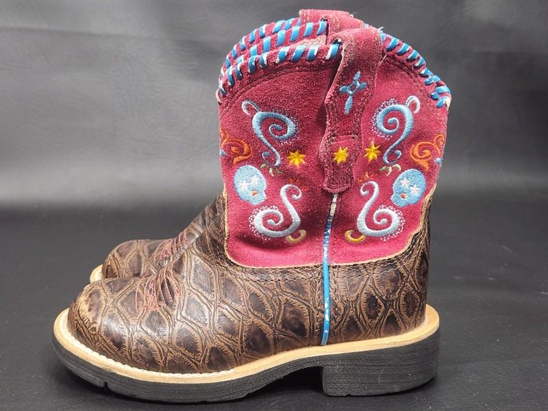 Ariat Girl's Sz 11 Leather Tombstone Sugar Skull Western Boots Fiesta Embroidery