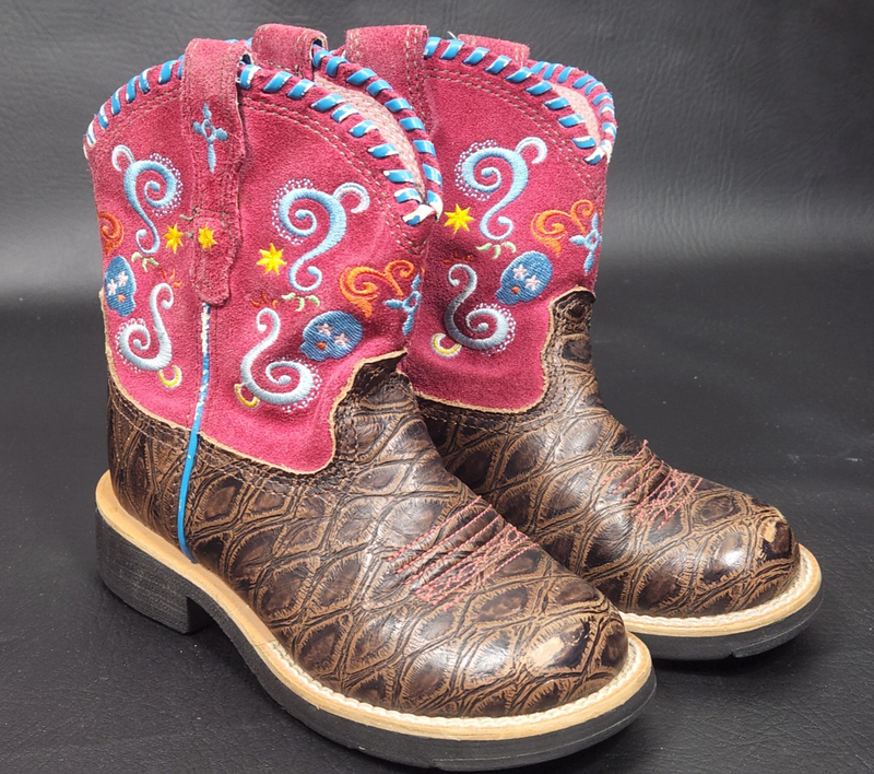 Ariat Girl's Sz 11 Leather Tombstone Sugar Skull Western Boots Fiesta Embroidery