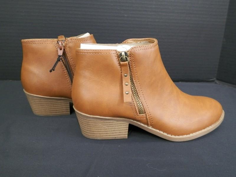 Arizona Jean Co Ankle Bootie Boots Camino Memory Foam Size 9.5 Cognac Brown