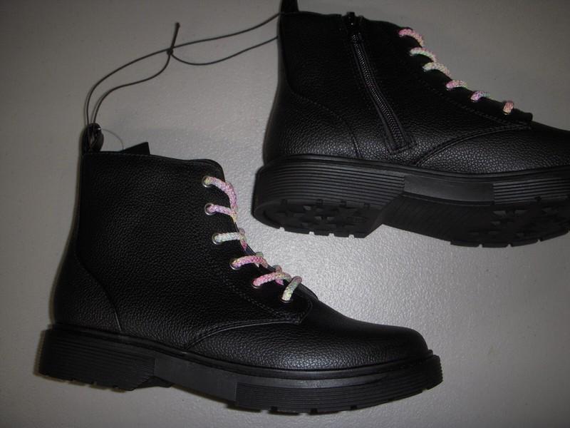 Art Class Zoe Zipper Lace-Up Combat Boots Youth Girl's - Black