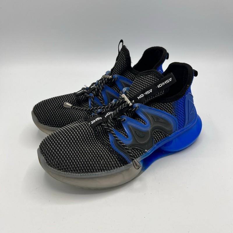 ASHION Boys Shoes Blue Black Mesh Slip On Lightweight Running Sneakers Size 34