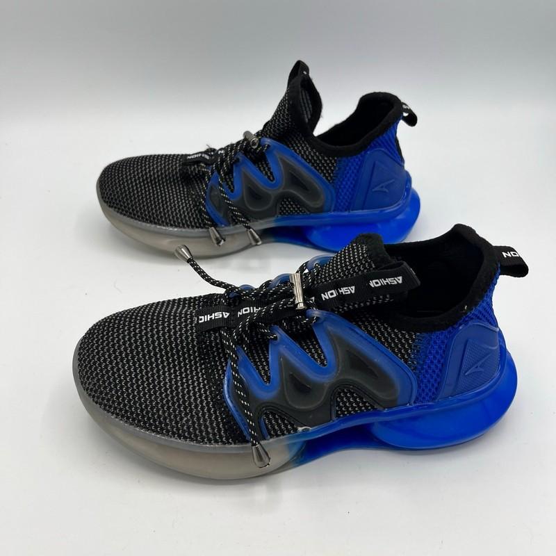 ASHION Boys Shoes Blue Black Mesh Slip On Lightweight Running Sneakers Size 34