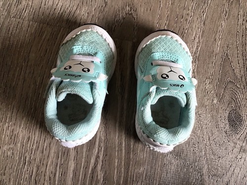 Asics Toddler Size 4 K Lamb Shoes Girls Teal And White Sneakers 1014A240 K4