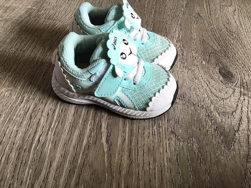 Asics Toddler Size 4 K Lamb Shoes Girls Teal And White Sneakers 1014A240 K4