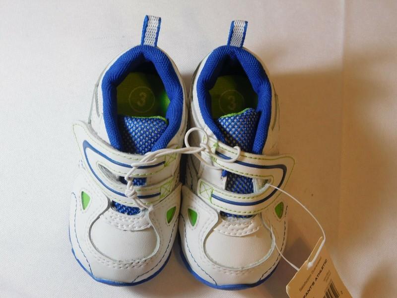 Athletic Works Boy's Baby Sneakers Shoes Size 3 White Blue 2549763 NWOT