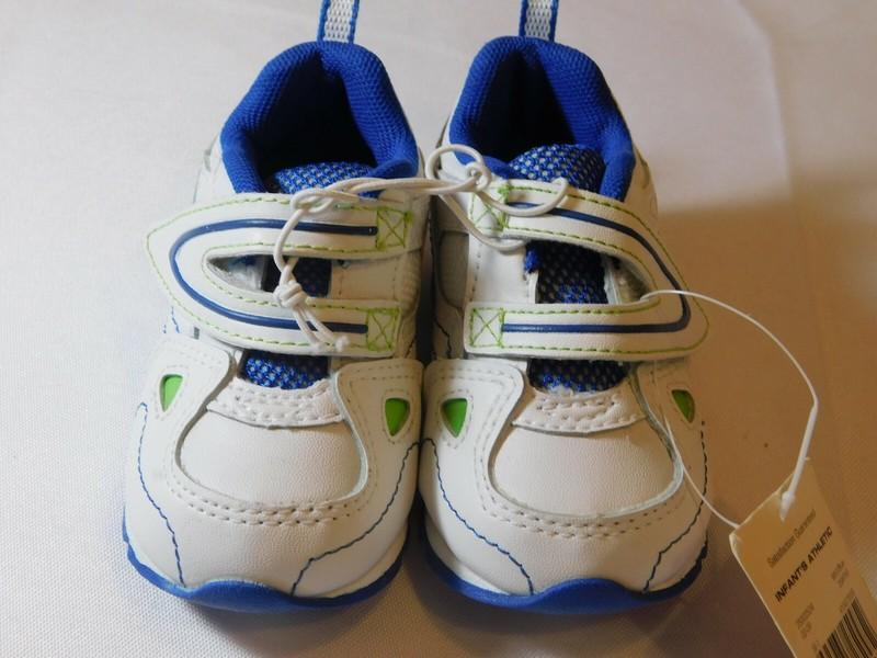 Athletic Works Boy's Baby Sneakers Shoes Size 3 White Blue 2549763 NWOT