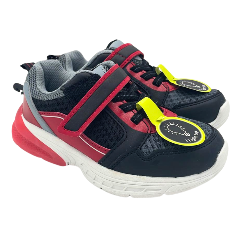 Athletic Works Boys Light Up Red Black Athletic Shoes New With Tags - No Box