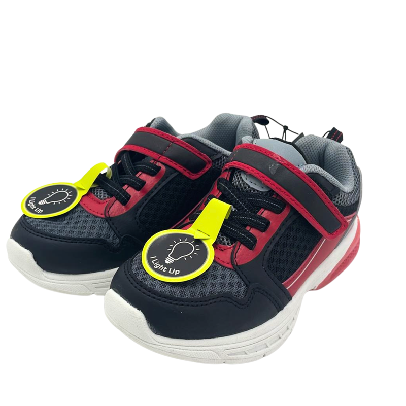 Athletic Works Boys Light Up Red Black Athletic Shoes New With Tags - No Box