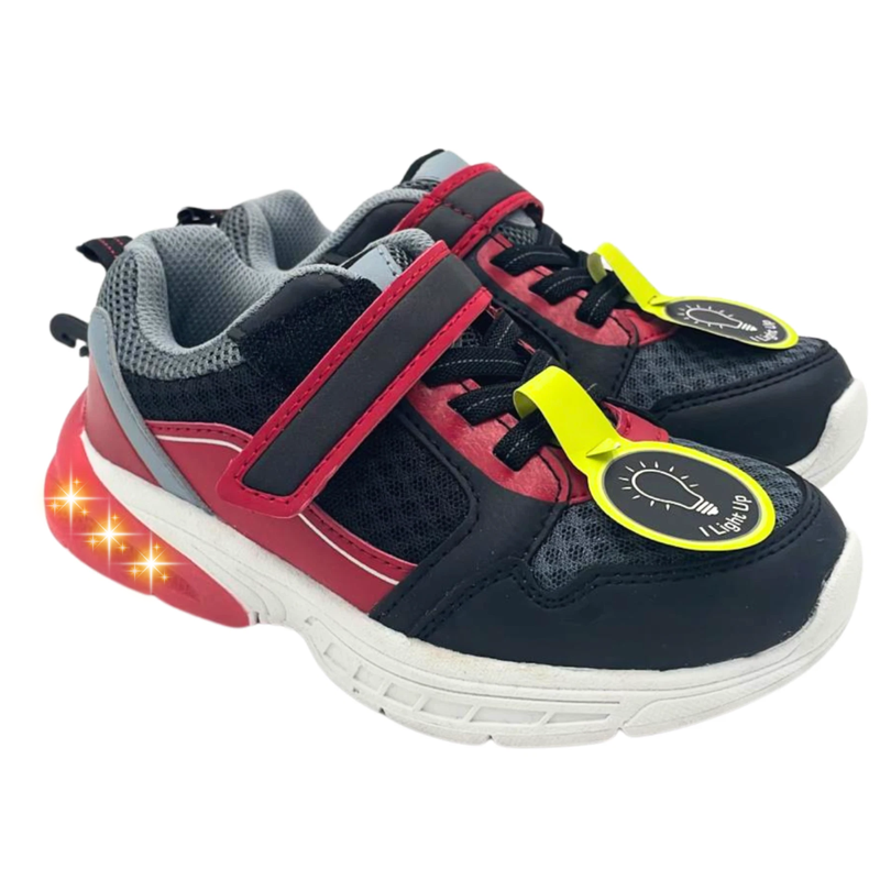 Athletic Works Boys Light Up Red Black Athletic Shoes New With Tags - No Box