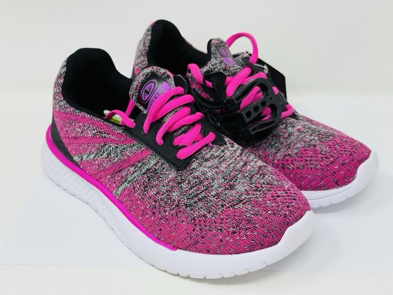 Athletic Works Girl's Youth Lightweight Knit Athletic Shoe Pink/Gray - SIZE 2