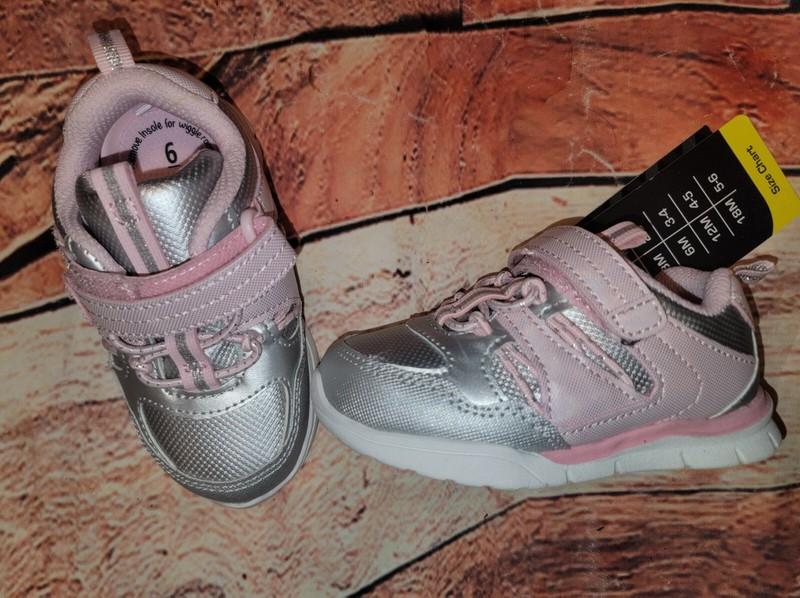 Athletic Works Girls Sneakers Sz 6 Nwt Silver Pink Strap