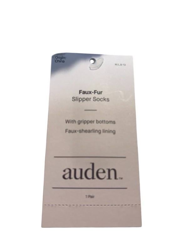 Auden Faux-fur Slipper Socks Off White NWT