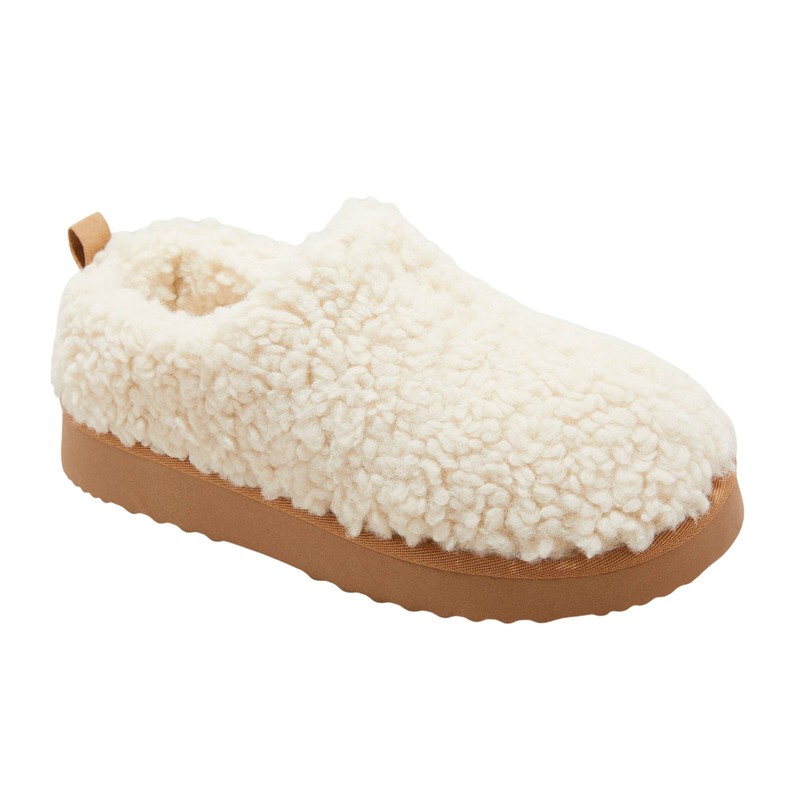 Auden Womens Mia Faux Shearling Clog Slippers 91309176 Beige Brown 7M