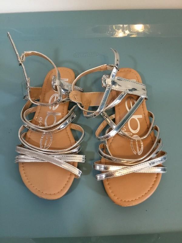 Babe Girls Sandals Ankle Strap Silver Size 2