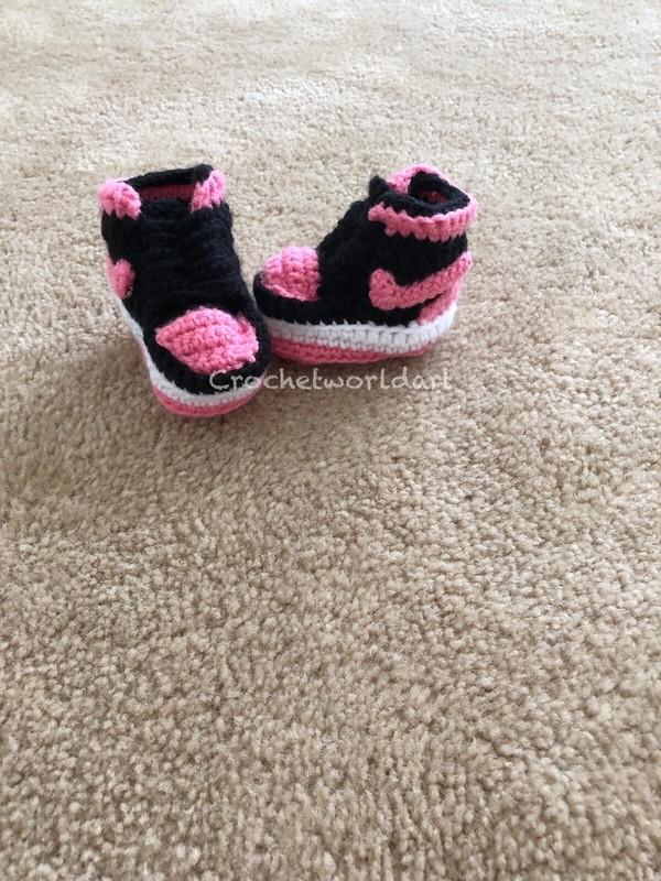 Baby Crochet Shoes Infant Sneakers Jordans Basketball Air Pink Black White