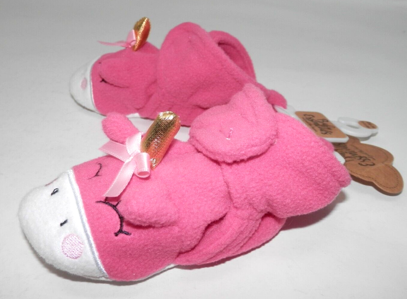 Baby Essentials Unicorn Wrap Booties • Baby 0-6 Months Soft Sole Pink Fleece NEW