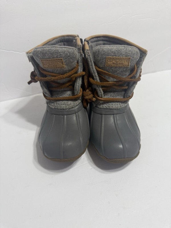 Baby Girl's Sperry Waterproof Winter Rain Duck Boots Sz 7 Gray Weatherproof Warm