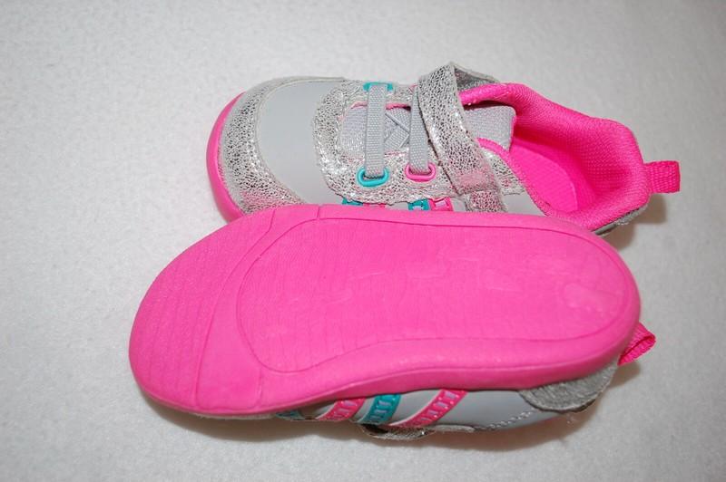 Baby Girls Athletic Shoes GRAY PINK TEAL SILVER Easy Fasten SIZE 2 3 4 5 6