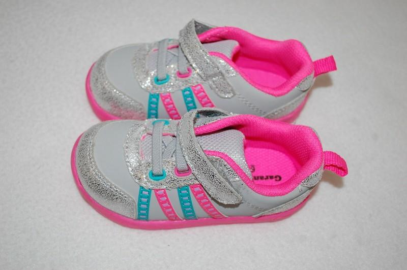 Baby Girls Athletic Shoes GRAY PINK TEAL SILVER Easy Fasten SIZE 2 3 4 5 6