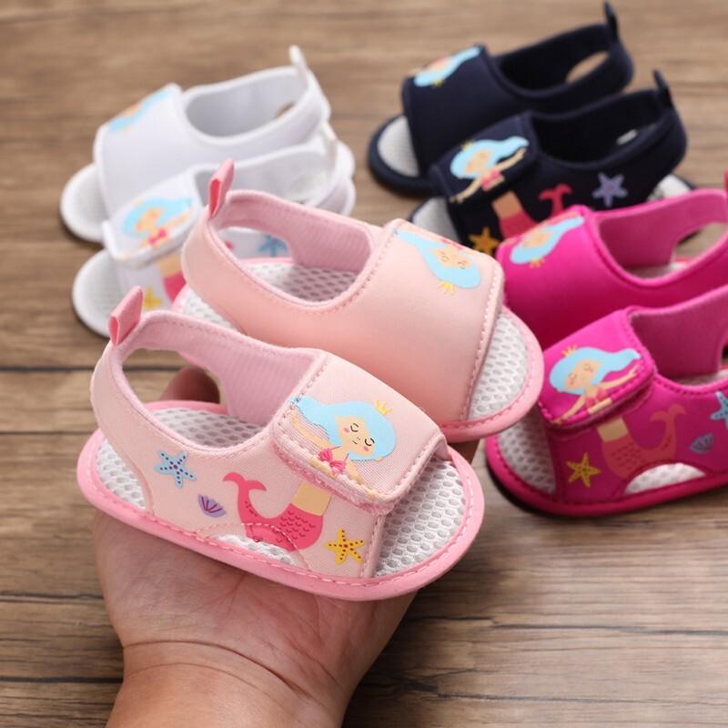 Baby Girls Summer Mermaid Sandals Outdoor Beach Anti-Slip Rubber Soft Sole