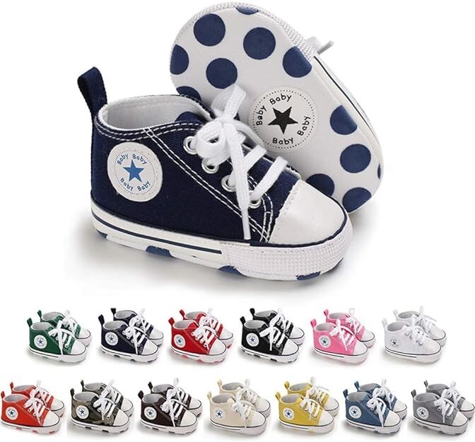 Baby Infant Classic Canvas Baby Shoes Boy/ Girl Soft Sole Size 0-18 Months
