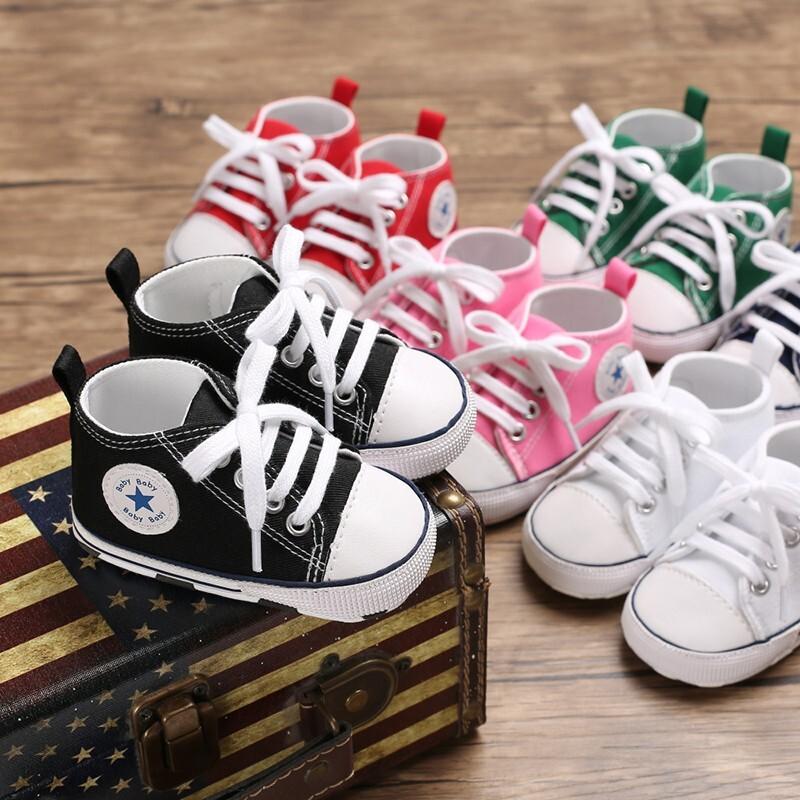 Baby Infant Classic Canvas Baby Shoes Boy Girl Soft Sole Size 1 2 3 0-18 Months